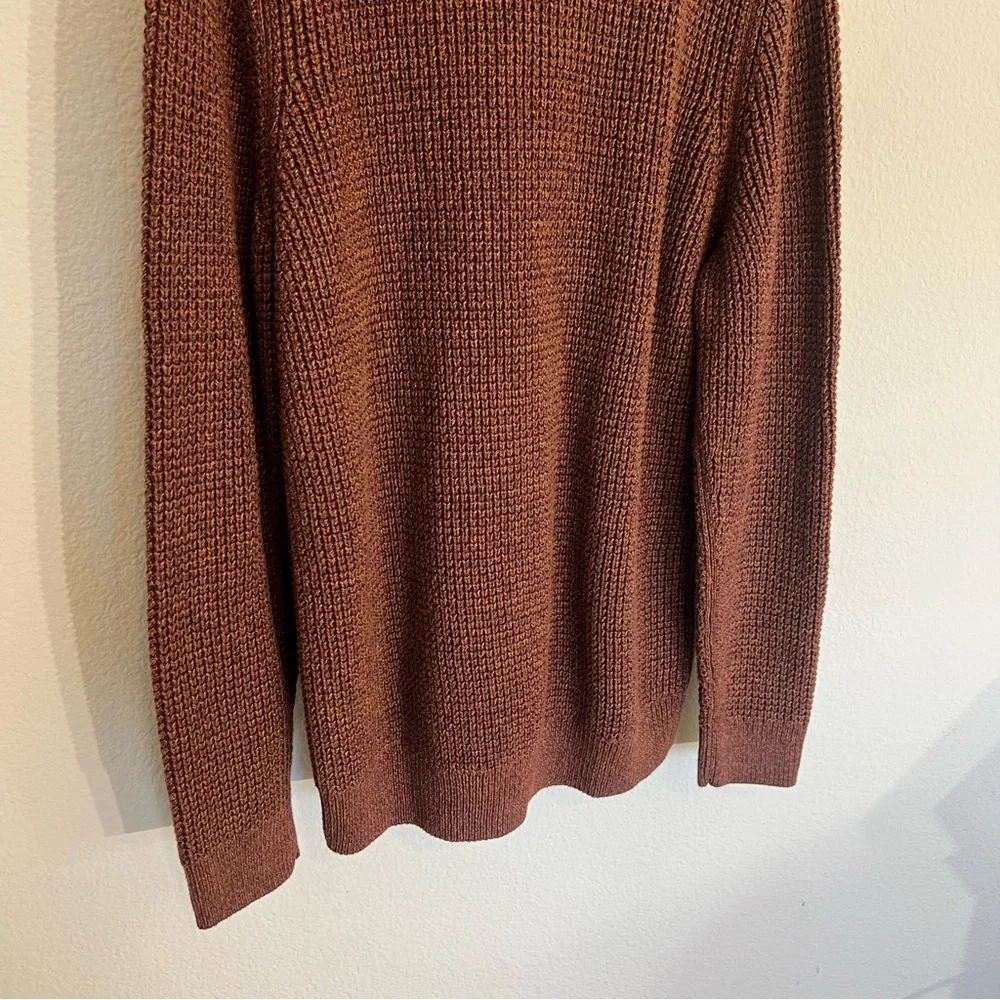NWT L.L. Bean men’s organic cotton waffle knit 1/4 zip sweater L Tall rust brown